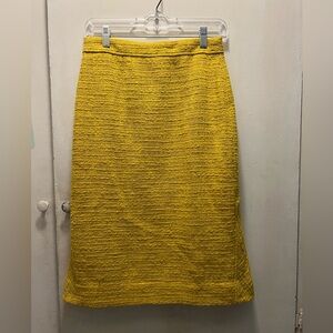 J Crew Mustard Tweed Pencil Skirt
